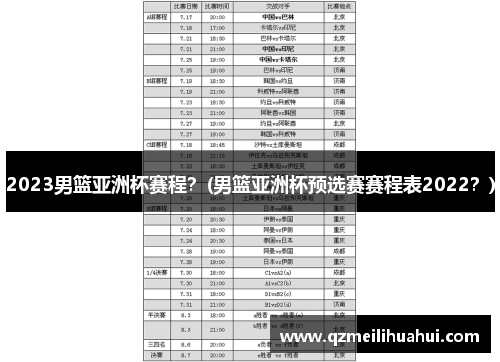 2023男篮亚洲杯赛程？(男篮亚洲杯预选赛赛程表2022？)